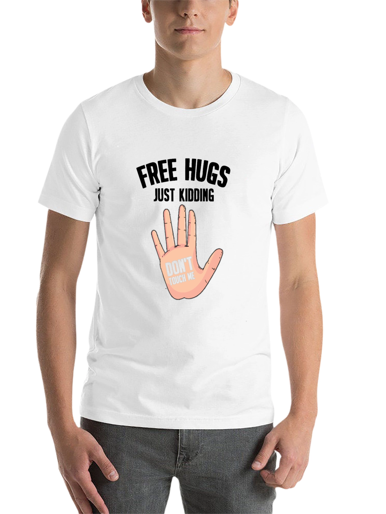Black Free Hugs, Just Kidding - Novelty Graphic T-Shirt view 14