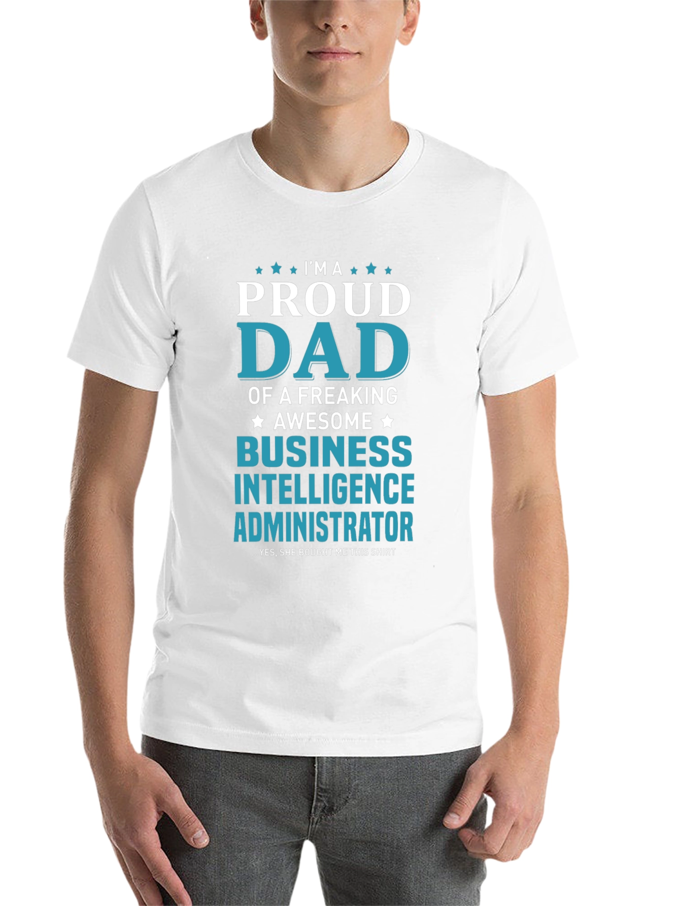 Black Proud Dad Business Intelligence Administrator T-Shirt view 14