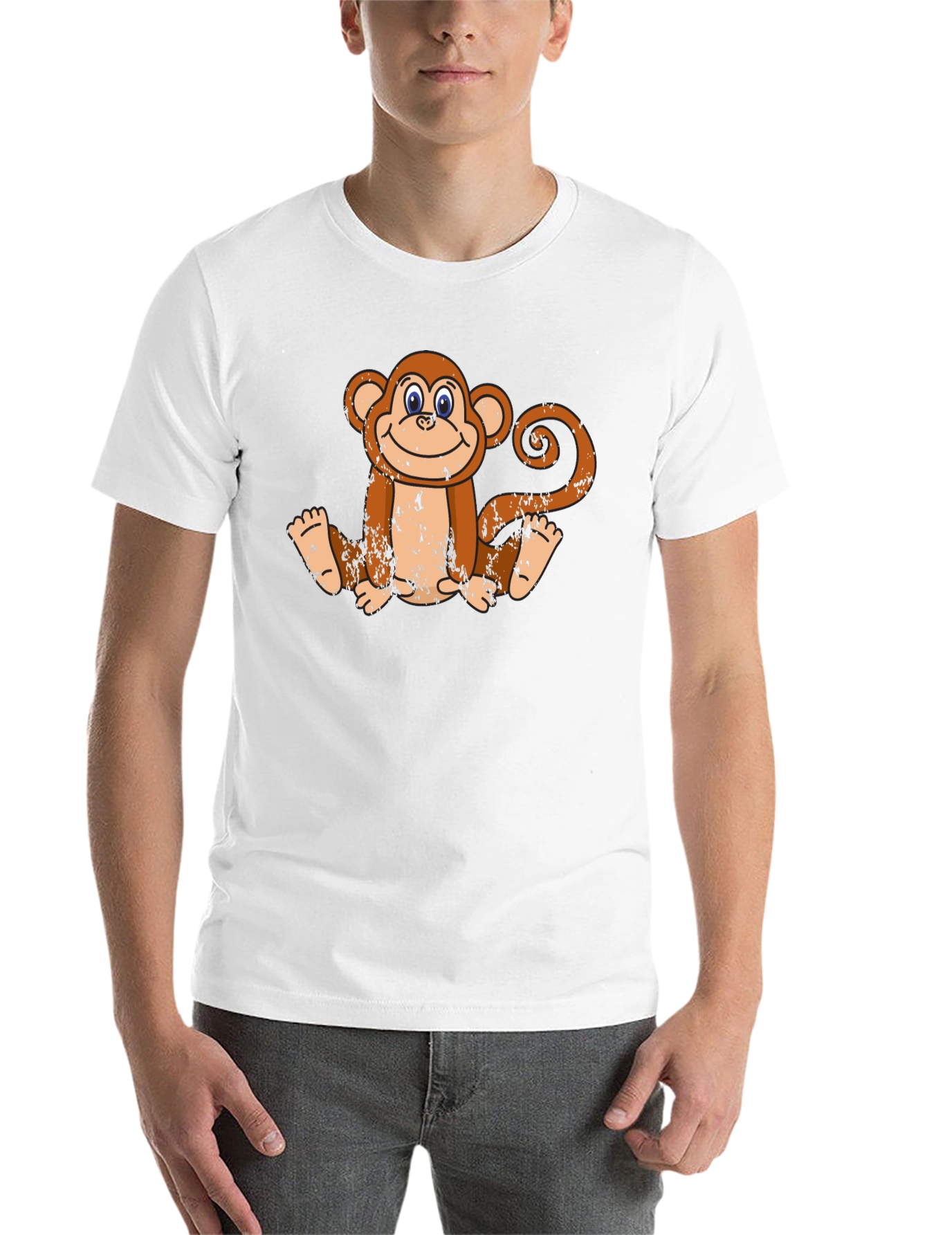 Black Smiling Monkey Graphic Tee - Casual Black T-Shirt view 14