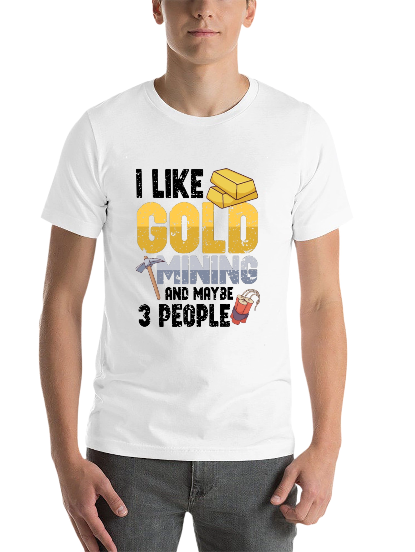 Black I Like Gold Mining & Maybe 3 People Funny T-Shirt view 14