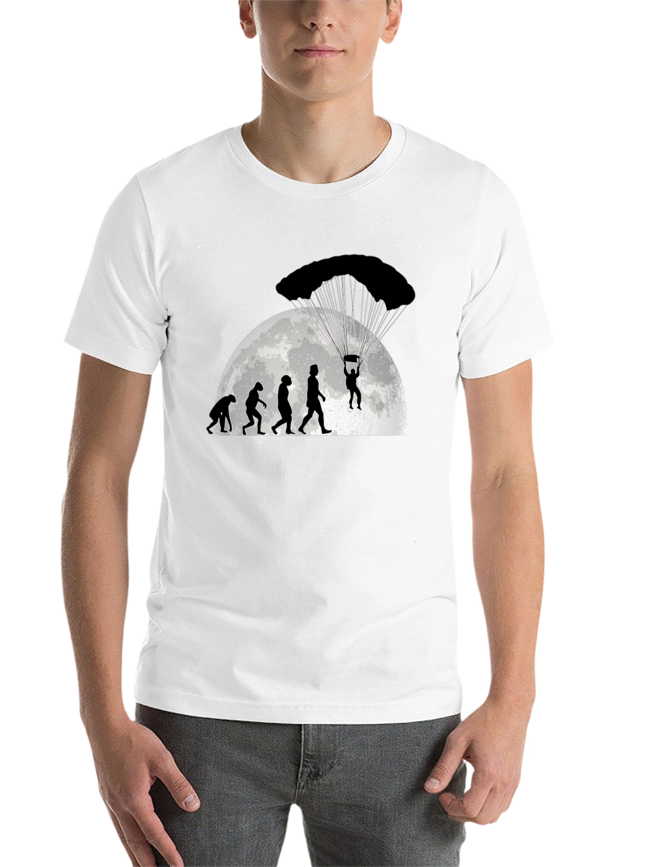 Black Skydiving Evolution T-Shirt - Black Cotton Tee view 14