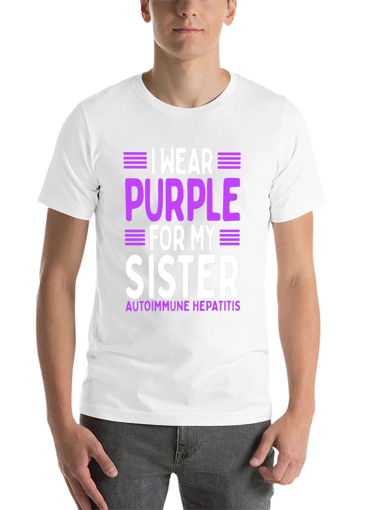 I Wear Purple For My Sister Autoimmune Hepatitis Awareness T-Shirt - 14