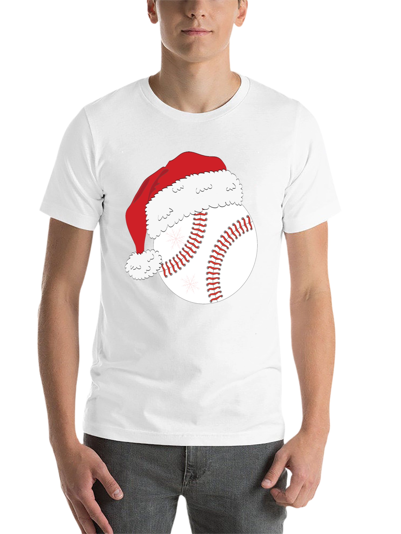 Black Festive Baseball Santa Hat T-Shirt view 14