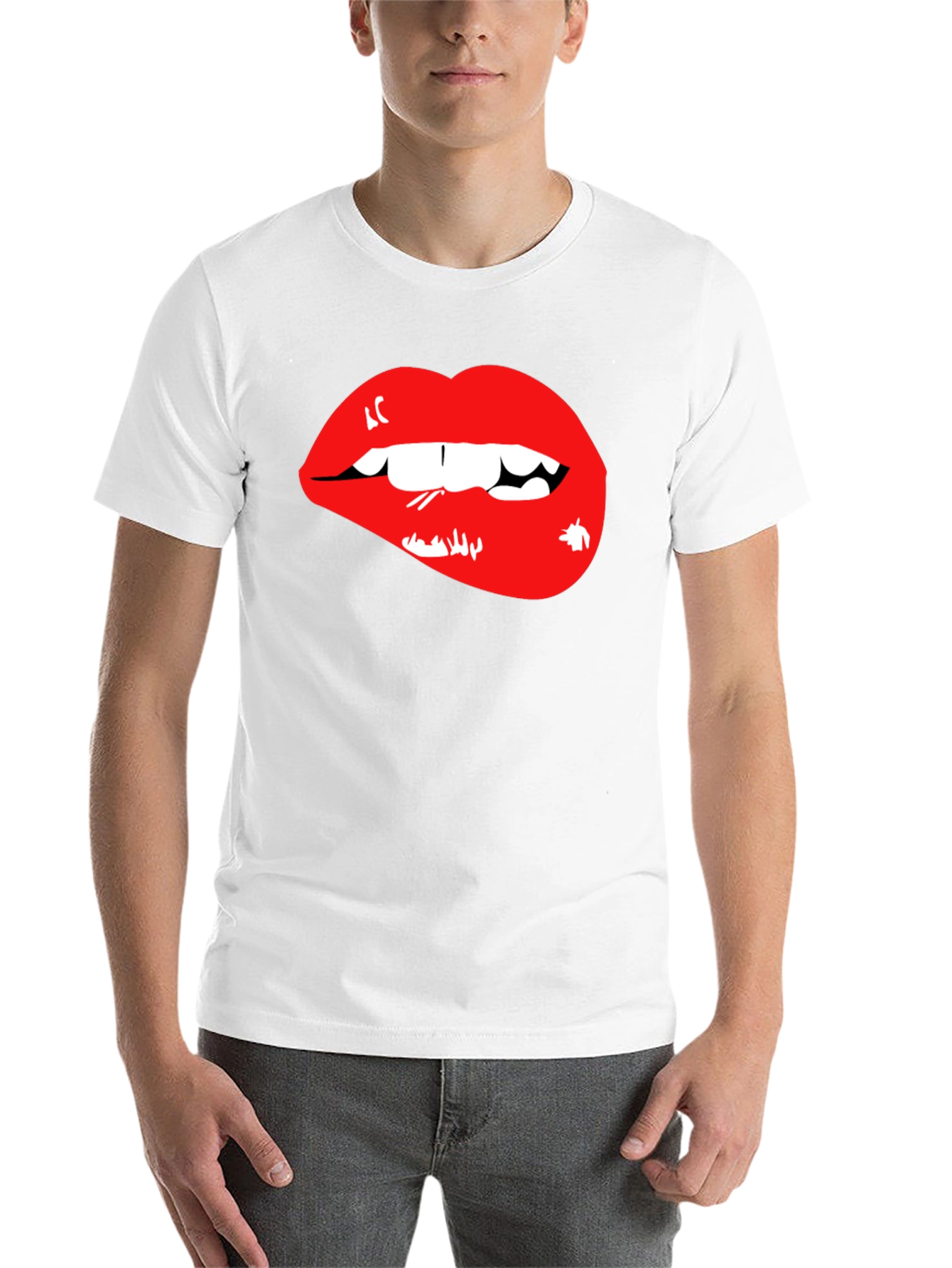 Black Red Lips Graphic Black T-Shirt view 14