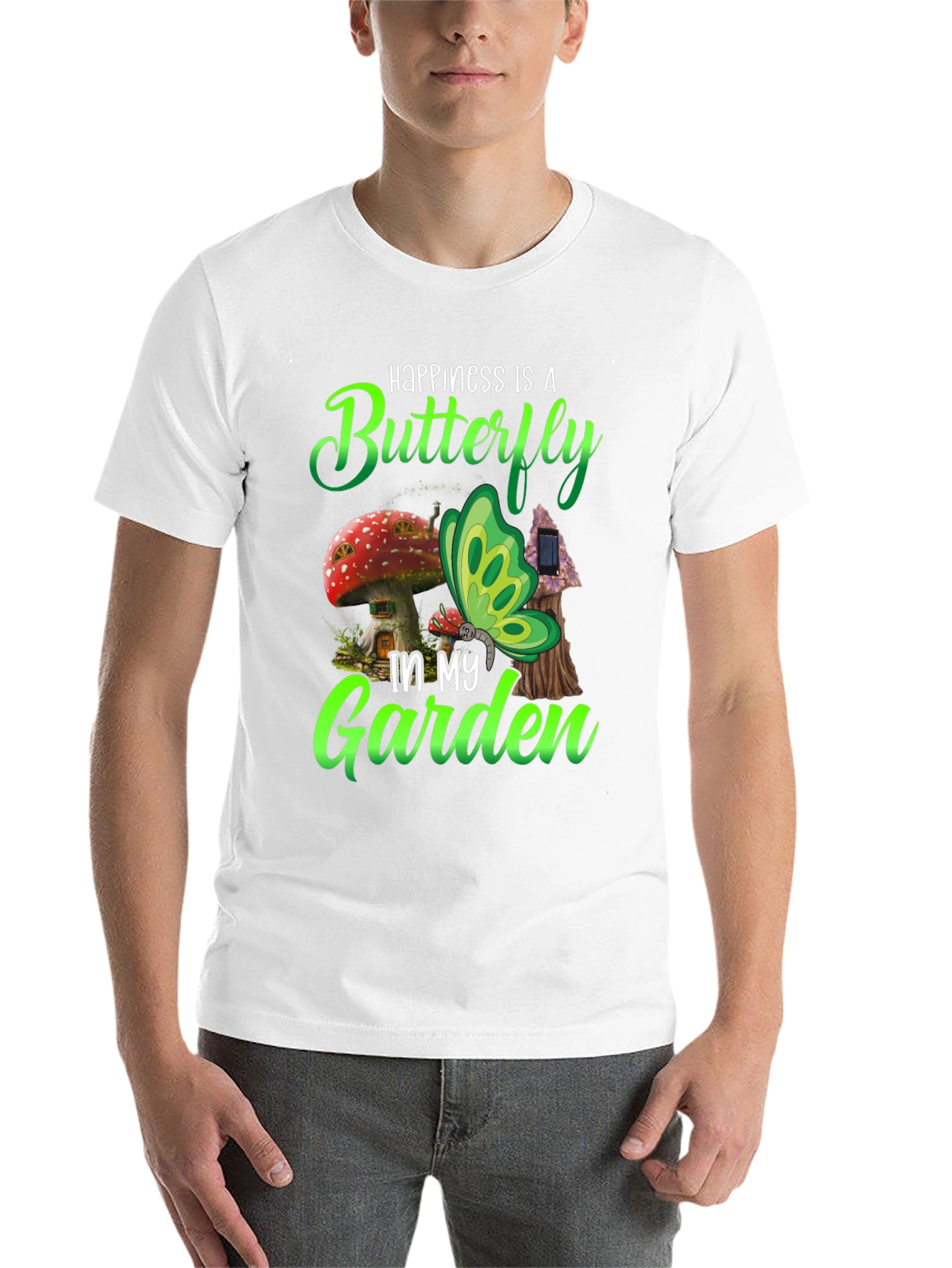 Black Happiness Butterfly Garden Black T-Shirt view 14