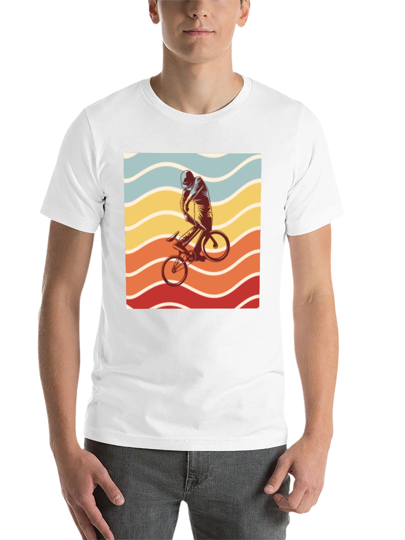 Black Retro Sunset Cyclist Graphic Tee - Black view 14