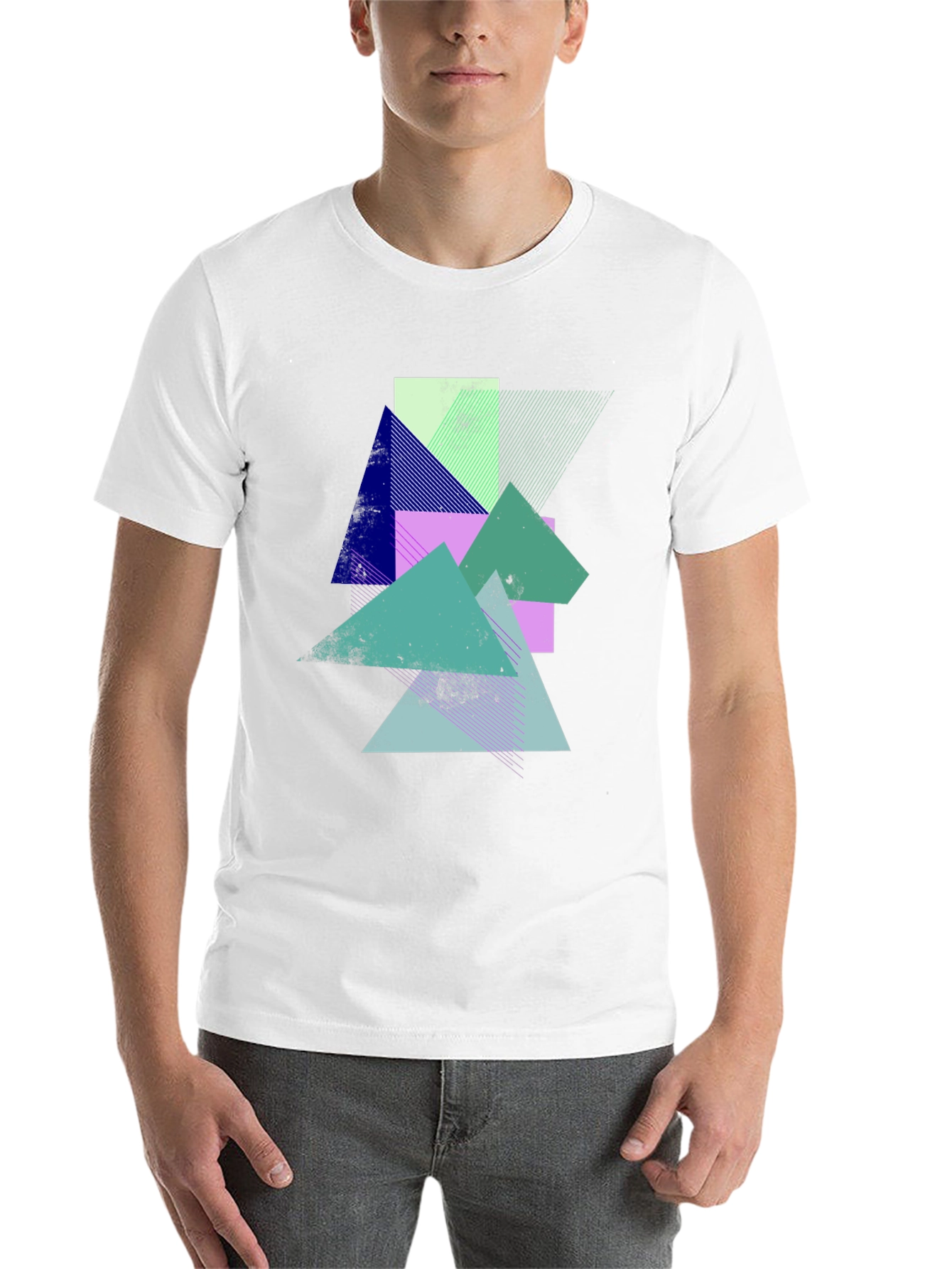 Black Geometric Abstract Graphic Tee - Modern Art Shirt view 14