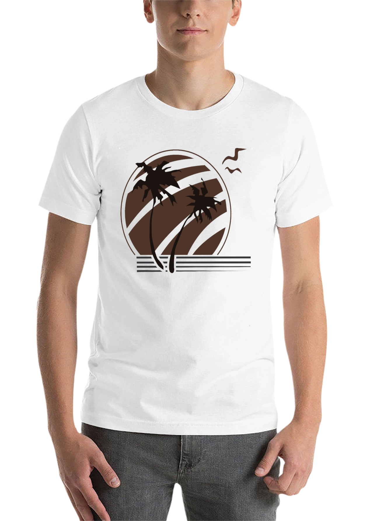 Black Sunset Palm Tree Graphic Tee - Retro Style view 14