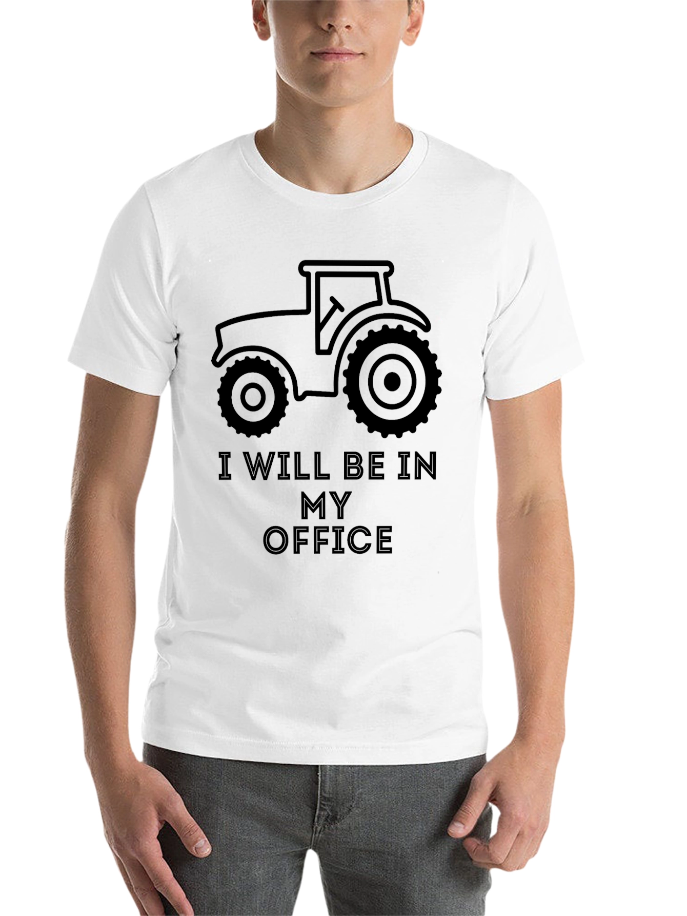 Black Tractor Office Funny Farm T-Shirt view 14