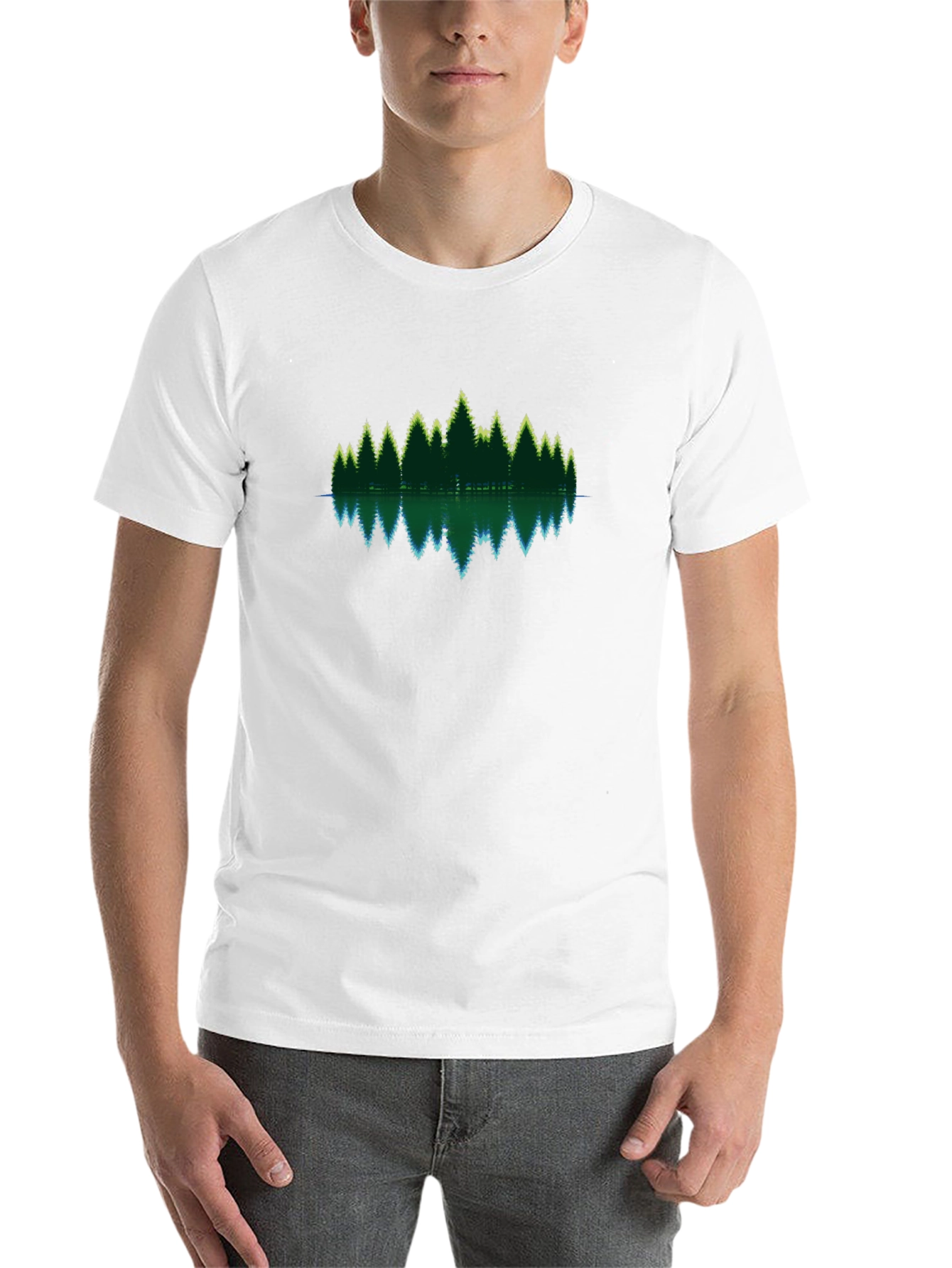 Black Nature Reflective Forest Graphic T-Shirt view 14