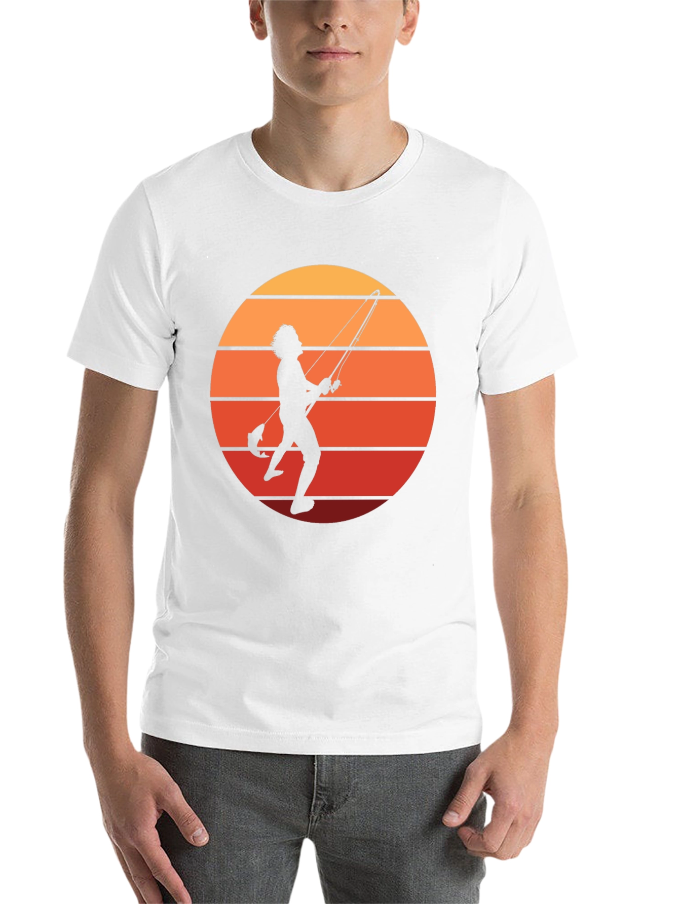 Black Retro Fishing T-Shirt - Sunset Silhouette view 14