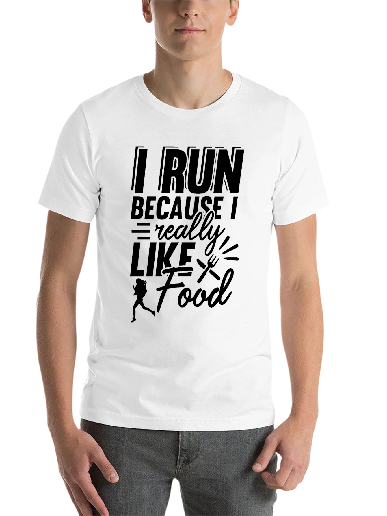 Black I Run Because I Like Food Graphic Tee view 14