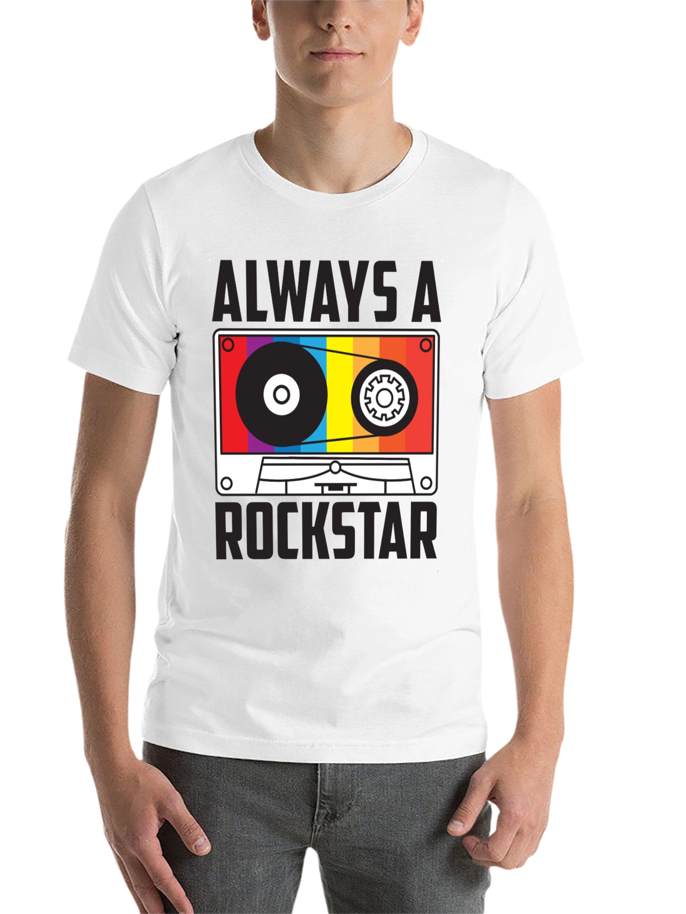 Black Always A Rockstar Cassette Graphic Tee view 14