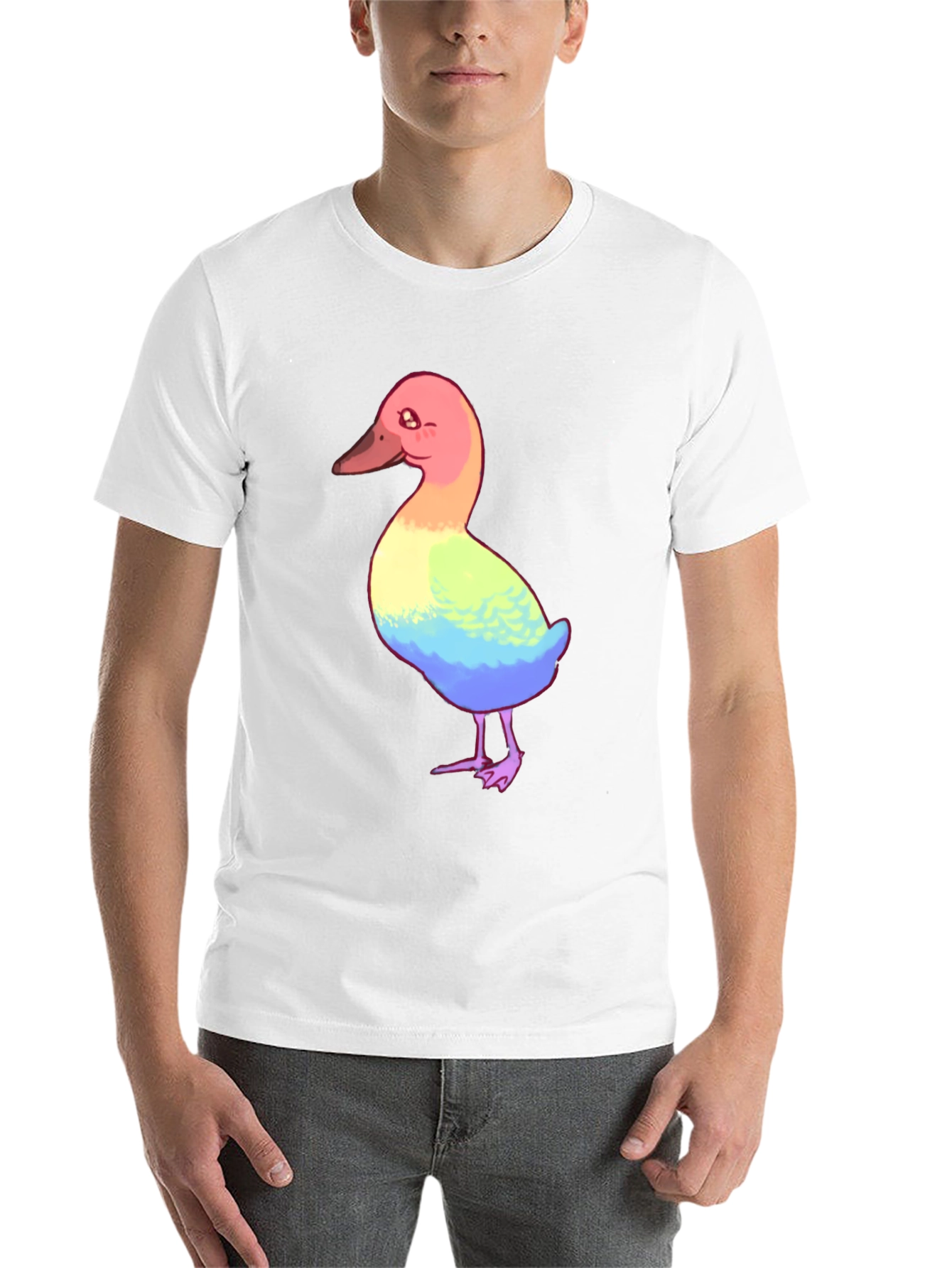 Black Rainbow Duck Graphic Tee - Unisex Cotton T-Shirt view 14