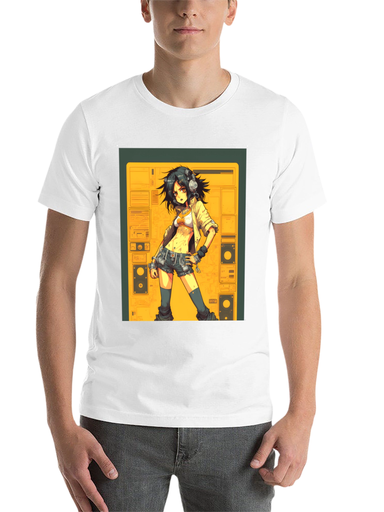 Black Anime Girl Graphic Tee - Black view 14