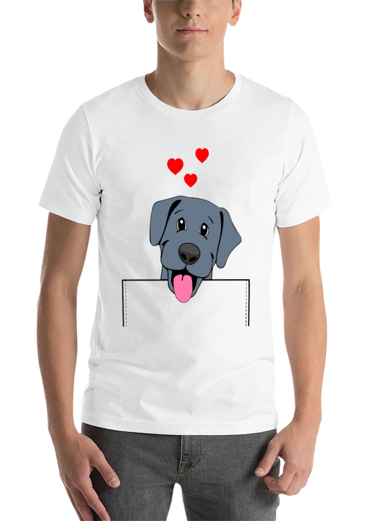 Black Cute Dog in Pocket T-Shirt view 14