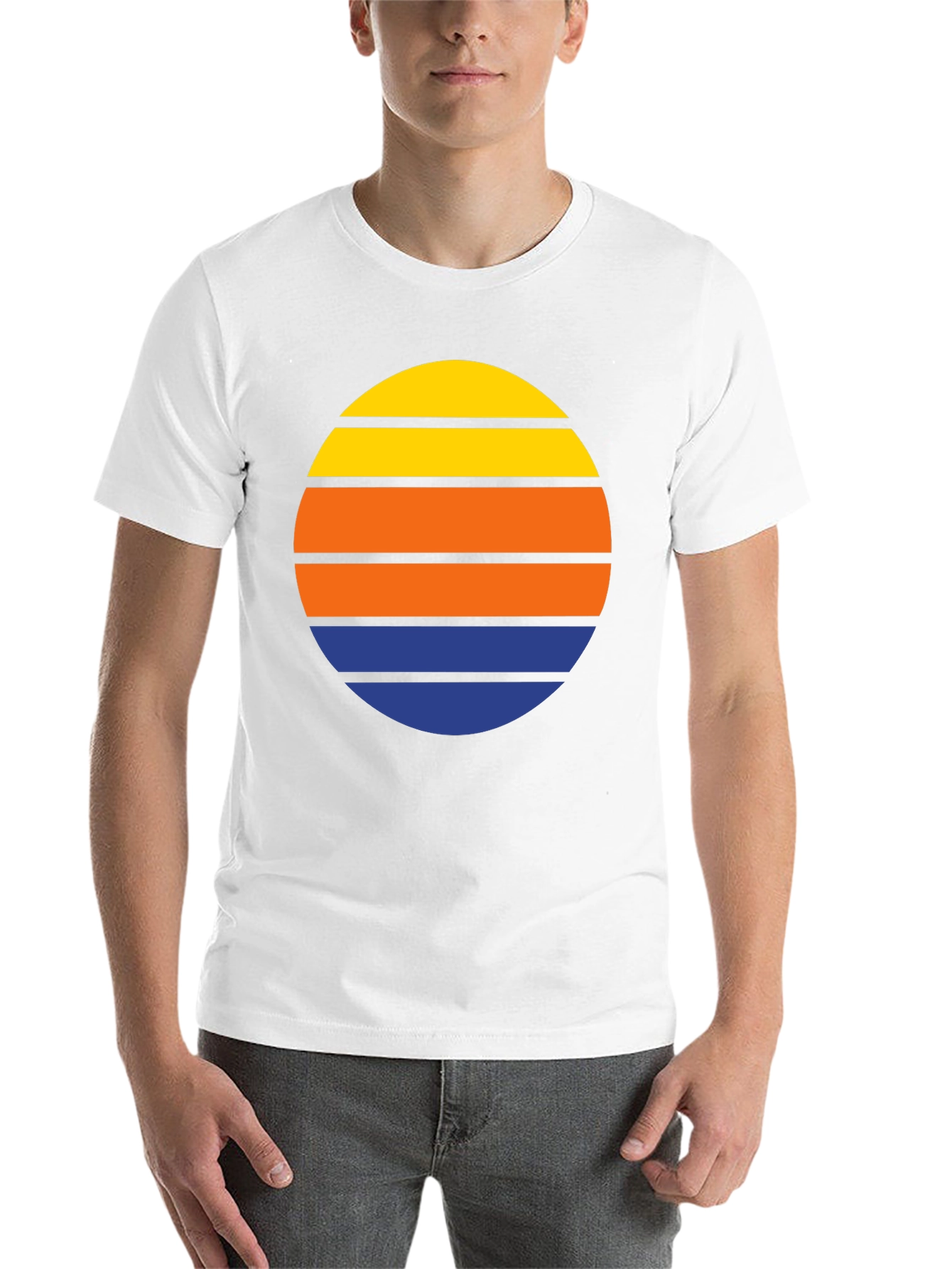 Black Retro Sunset Striped T-Shirt view 14