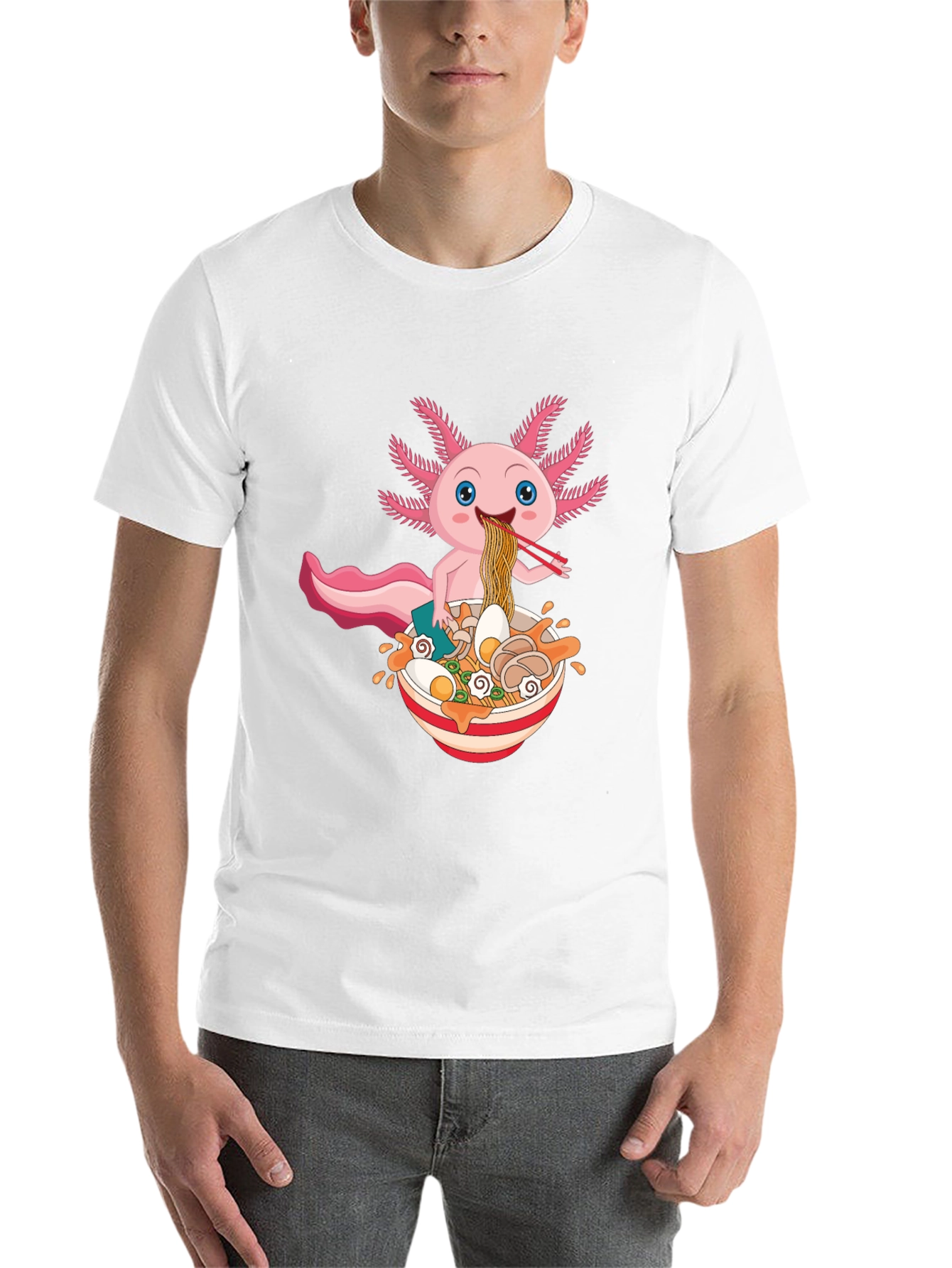 Black Axolotl Ramen T-Shirt - Cute Kawaii Noodle Lover Tee view 14