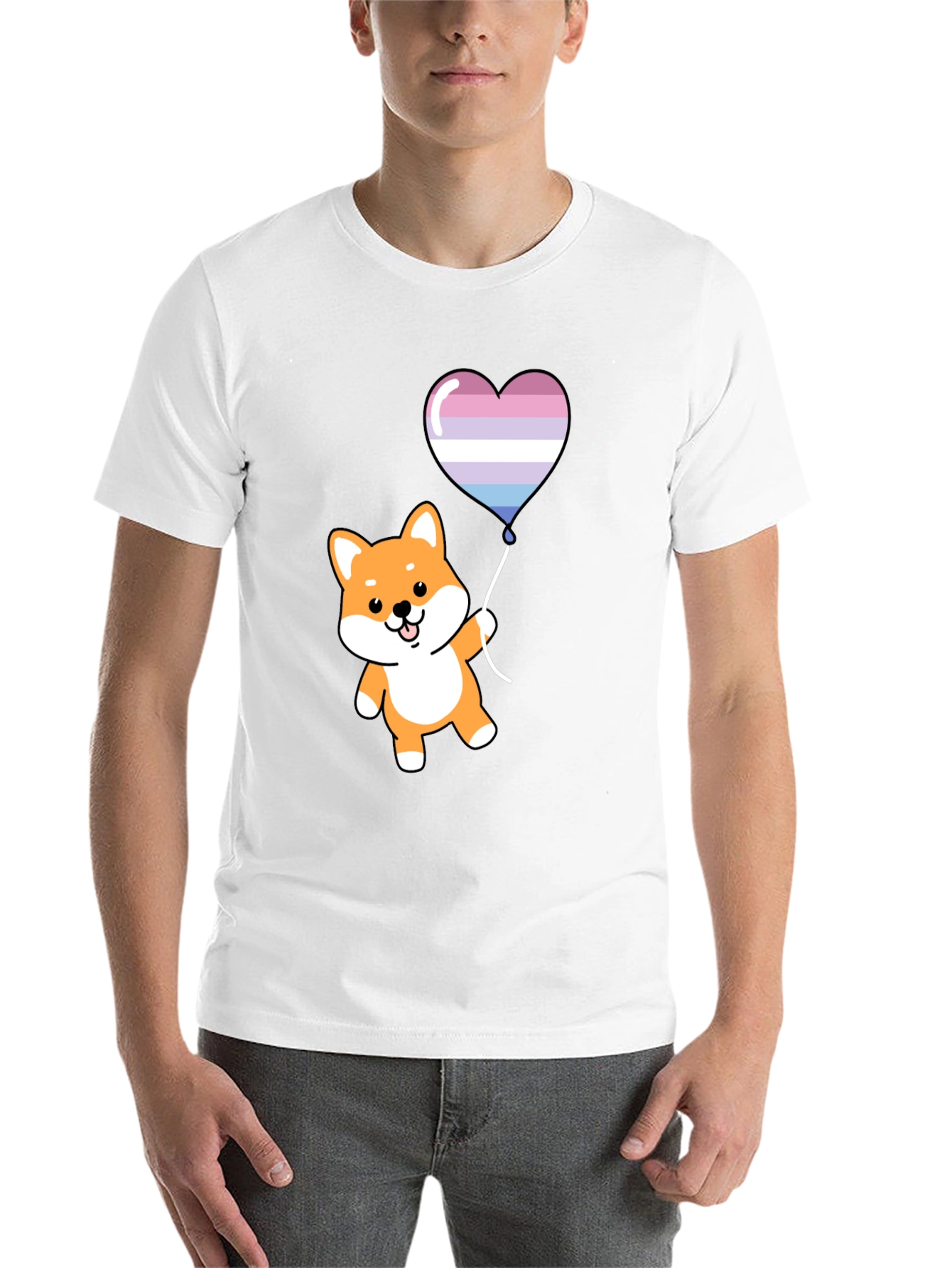 Black Shiba Inu Heart Balloon Graphic Tee view 14