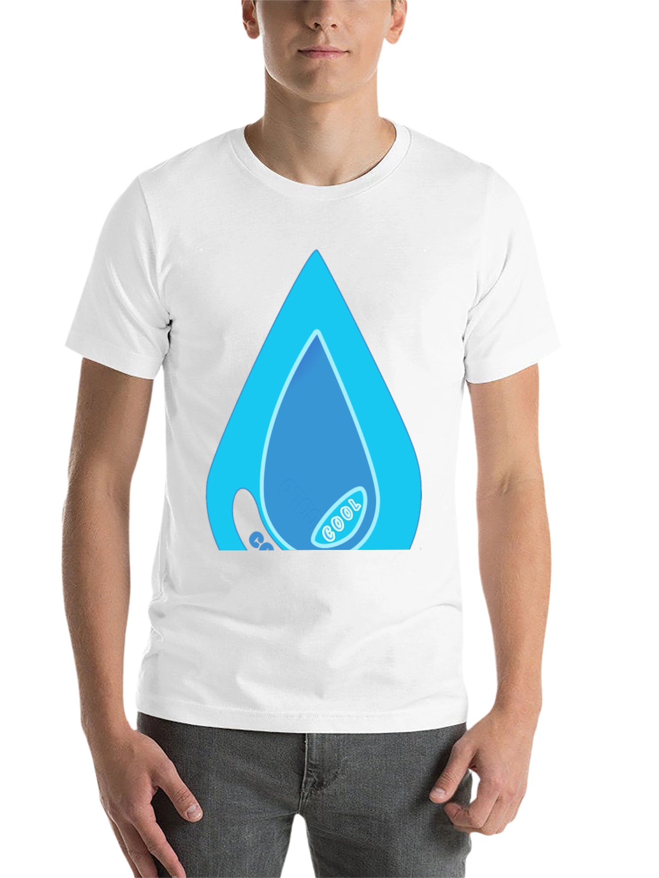 Black Cool Water Drop Graphic Black T-Shirt view 14