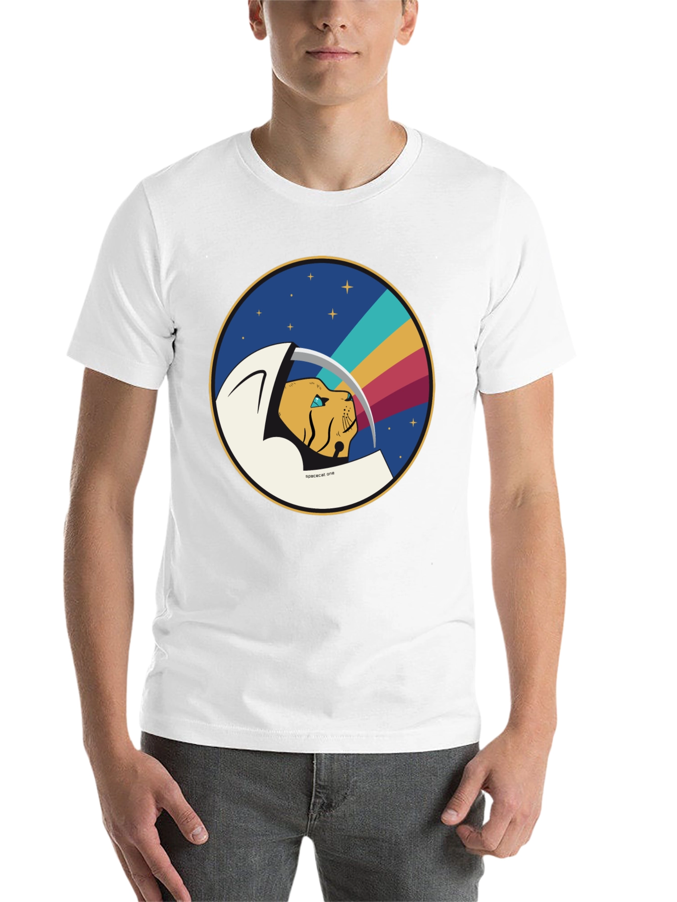 Black Space Cat One Graphic T-Shirt view 14