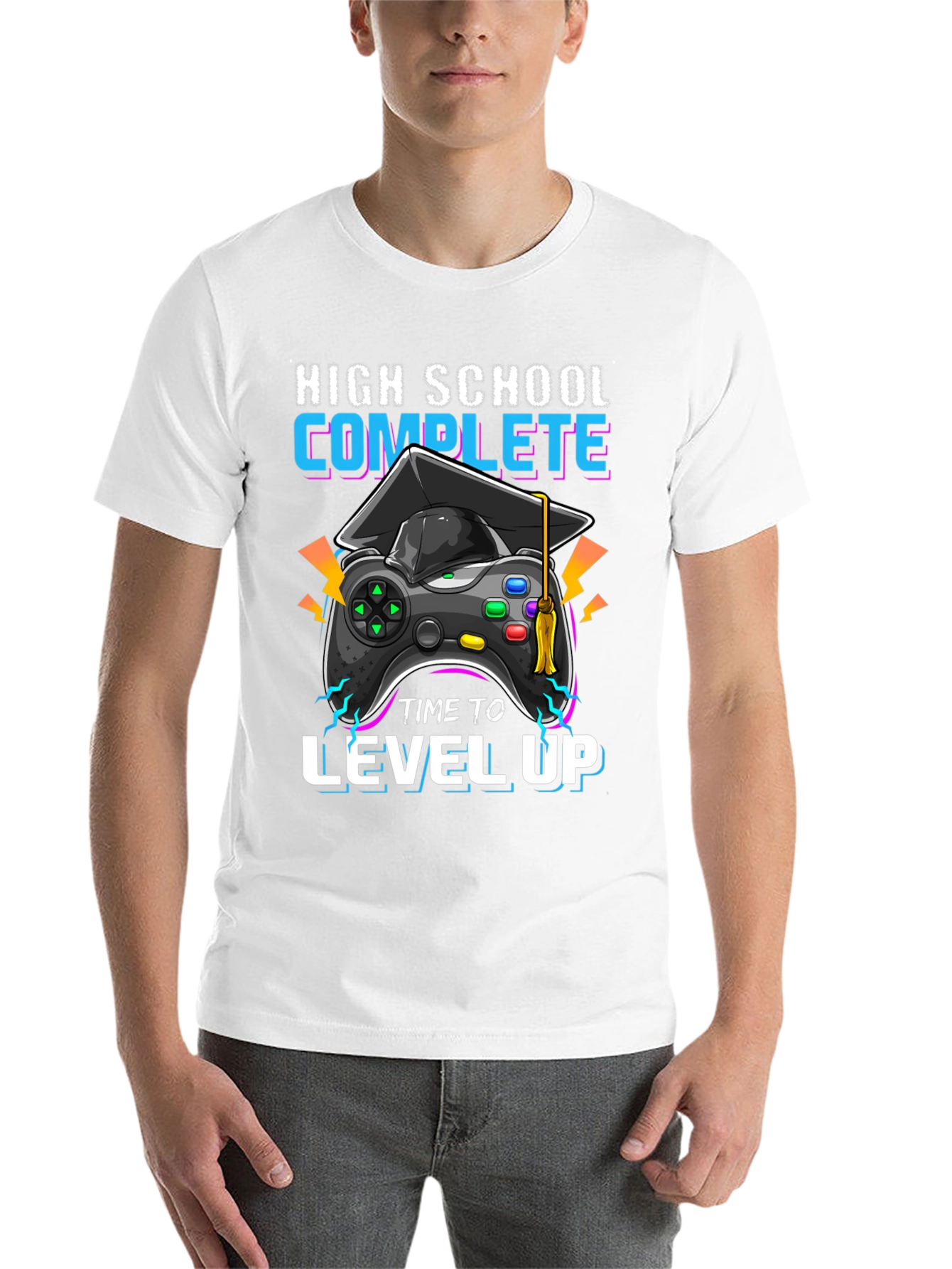 Black High School Complete Level Up Gamer T-Shirt view 14