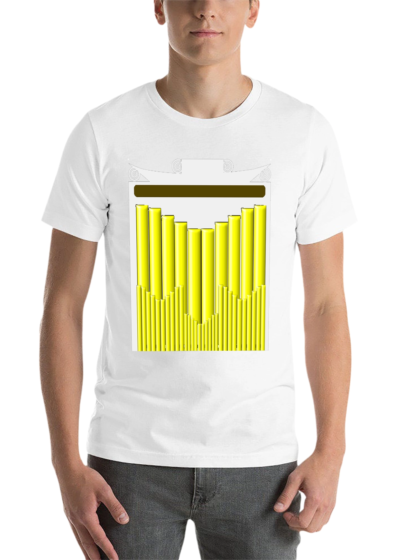 Black Abstract Graphic Tee - Modern Yellow Bars Design view 14