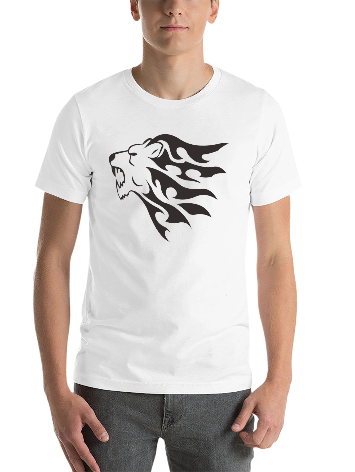 Black Lion Head Graphic Tee - Black view 14