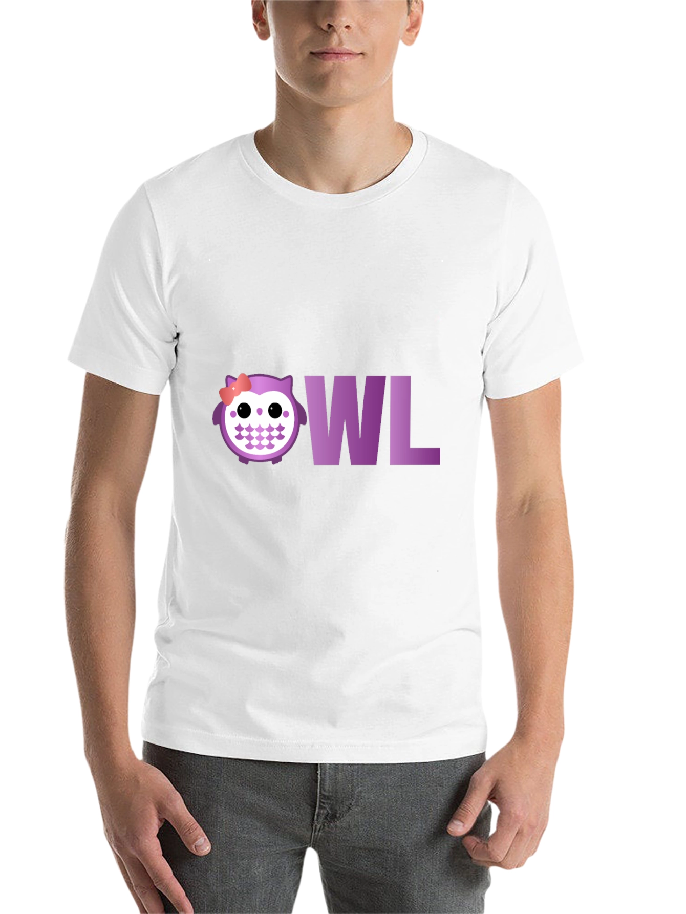 Black Cute Owl T-Shirt - Purple Graphic Tee view 14