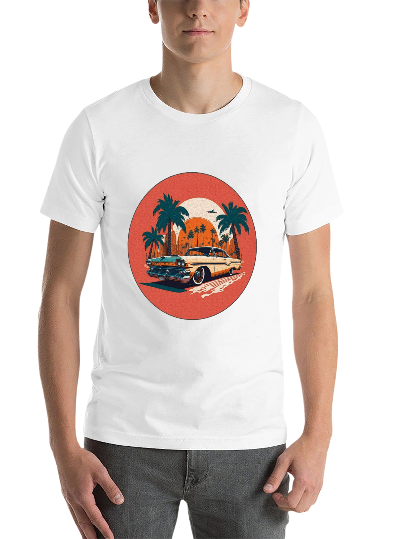 Black Retro Car & Palms Graphic Tee view 14