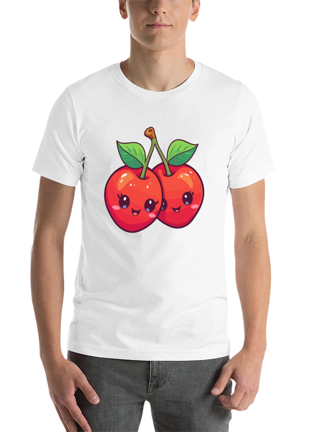 Black Kawaii Cherry Graphic Tee - Cute Fruit Shirt view 14