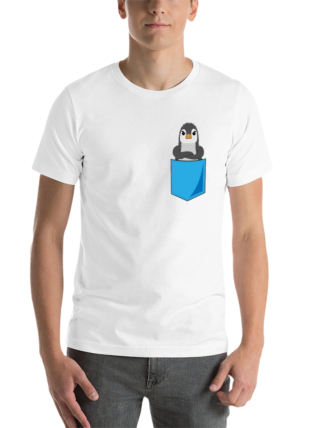 Black Penguin Pocket T-Shirt - Cute Graphic Tee view 14