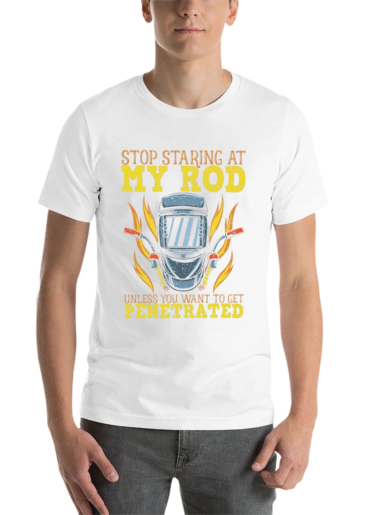 Black Funny Welder T-Shirt - Stop Staring My Rod view 14