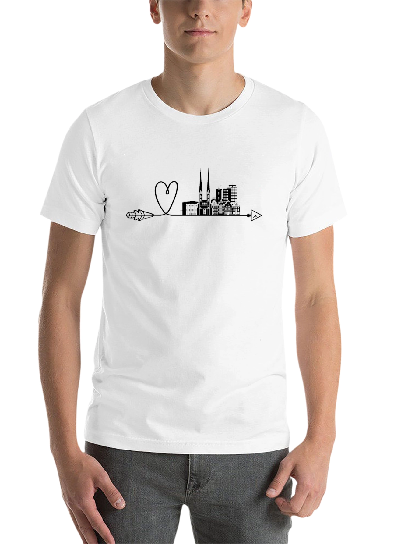Black City Skyline Arrow T-Shirt view 14