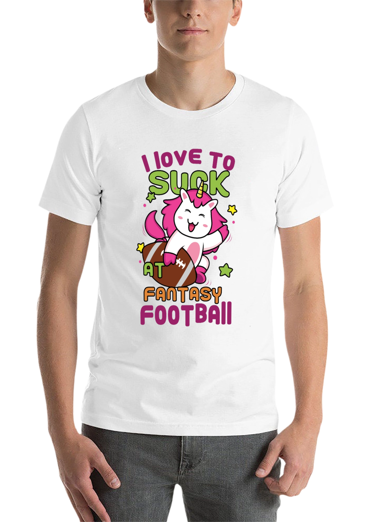 Black Unicorn Fantasy Football T-Shirt - I Love To Suck At... view 14