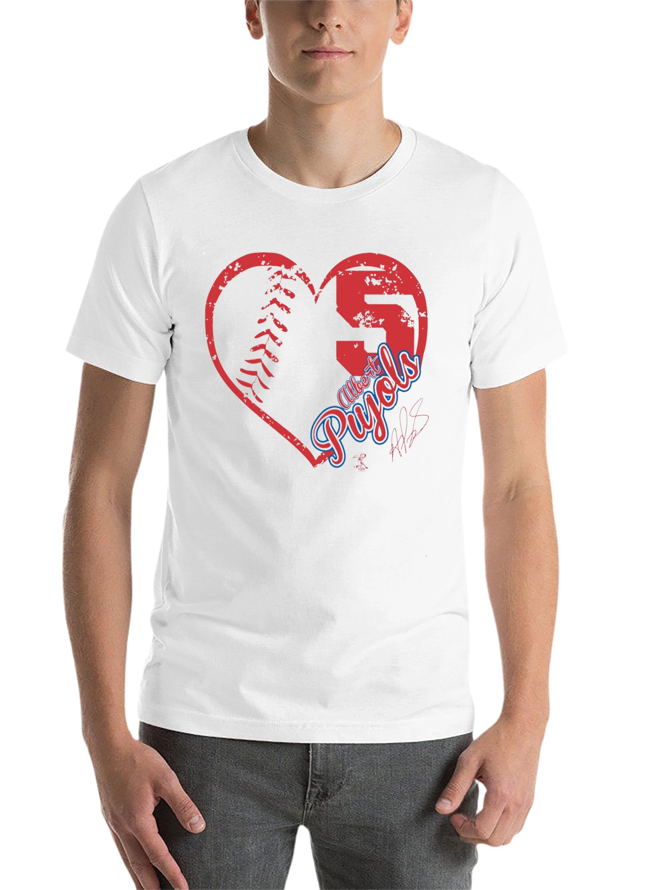 Black Albert Pujols Baseball Heart T-Shirt view 14