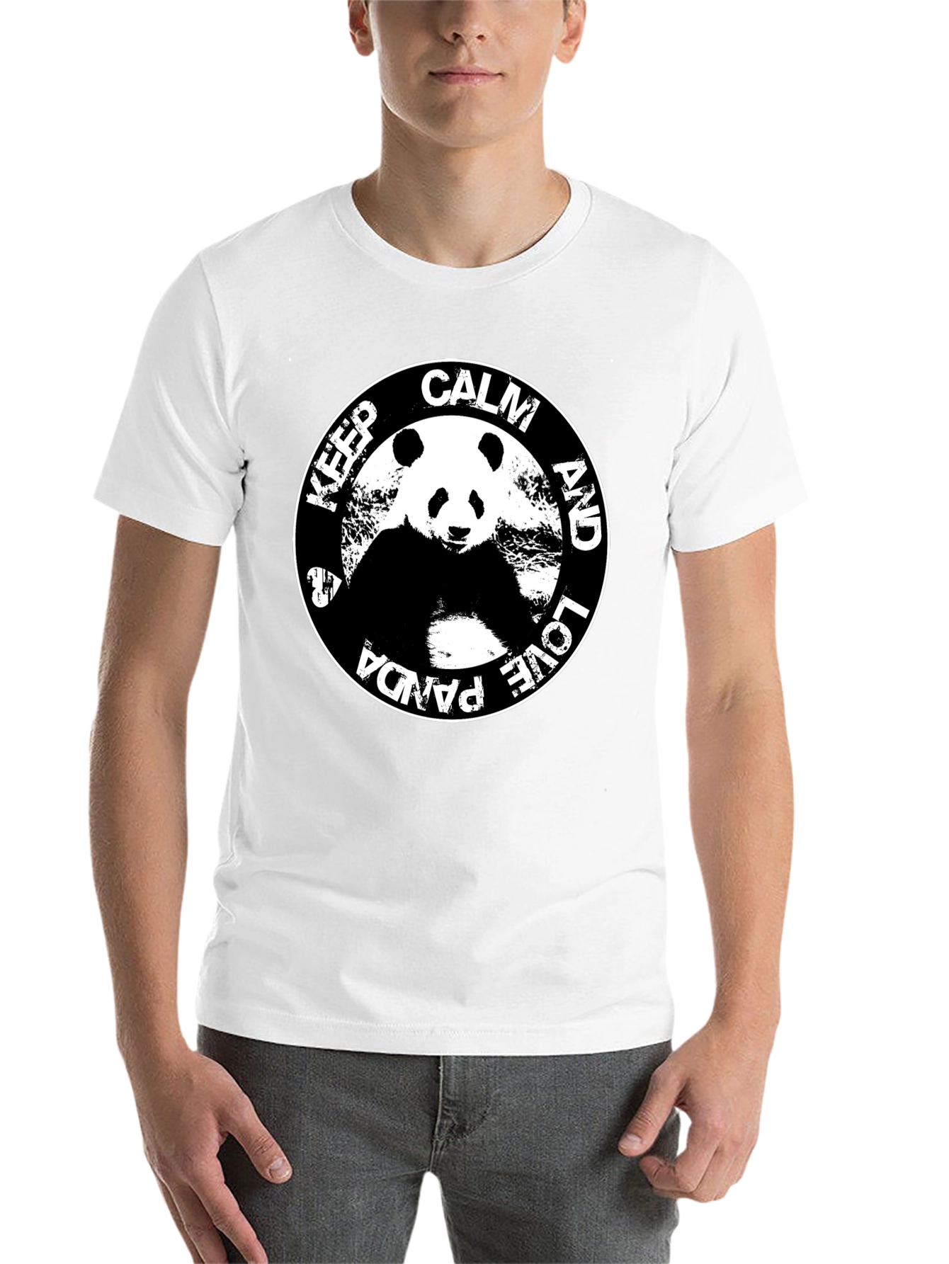 Black Keep Calm & Love Panda T-Shirt - Black Cotton Tee view 14