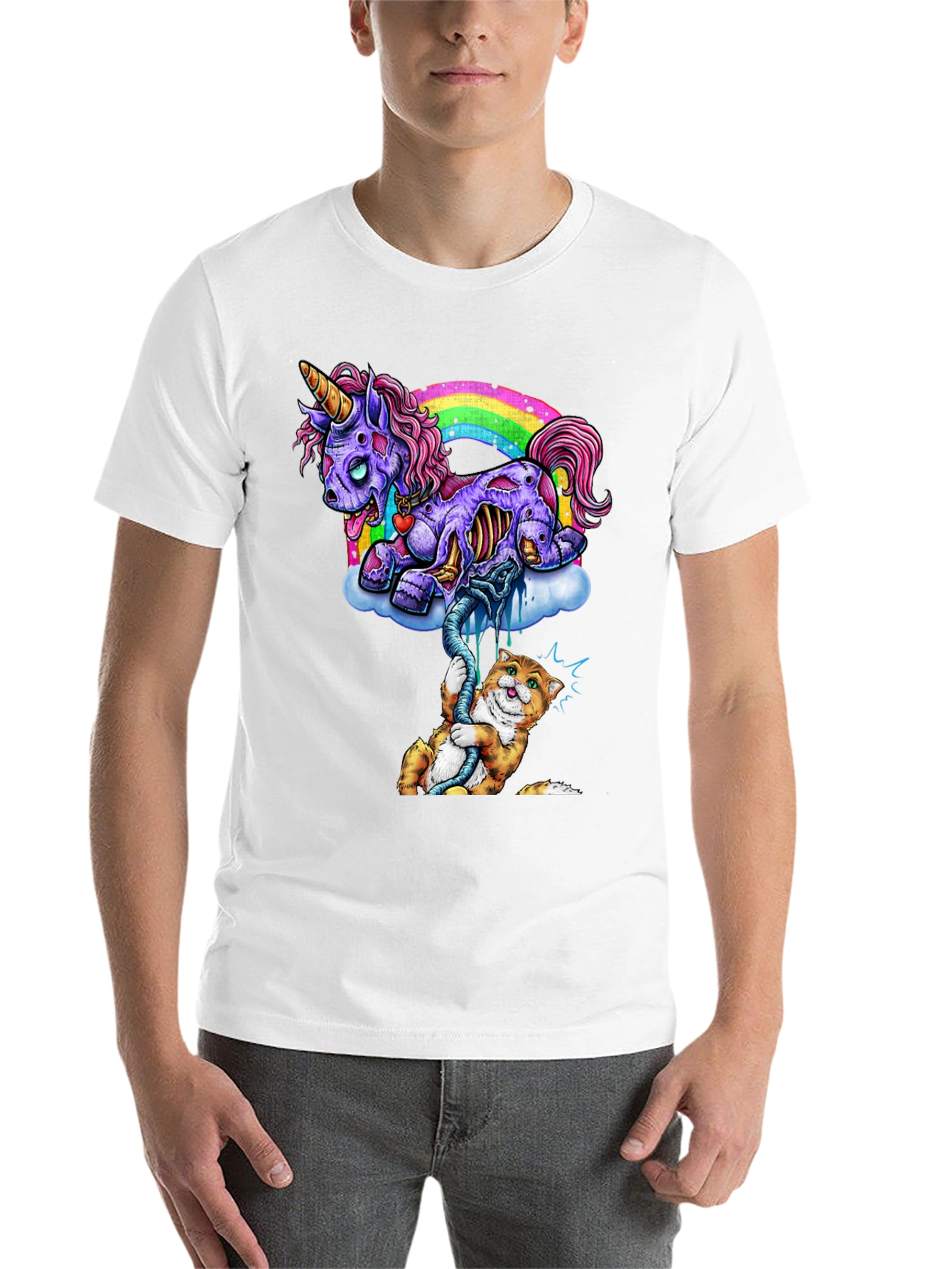 Black Zombie Unicorn & Cat Graphic Tee view 14