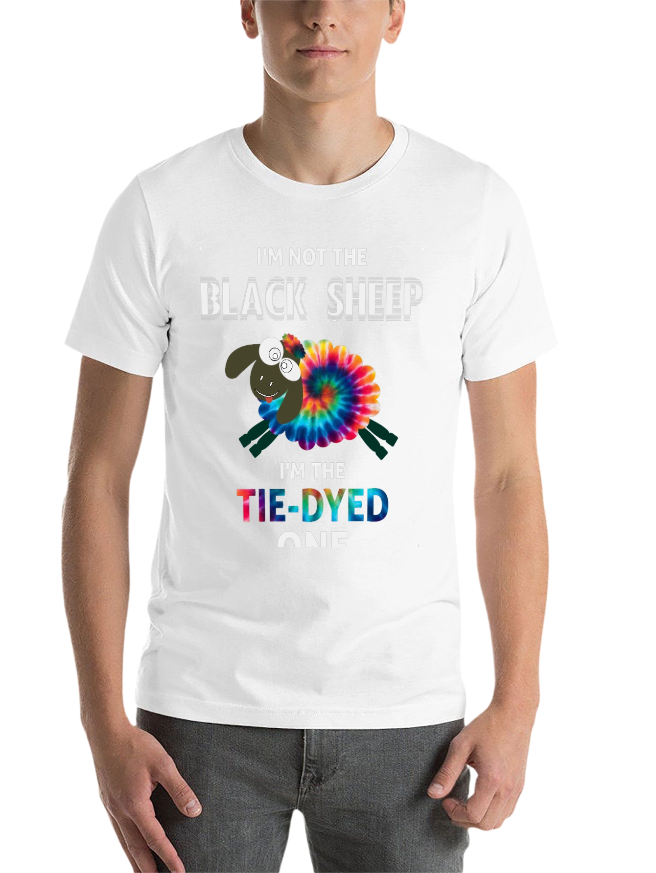 Black Tie-Dyed Sheep Graphic Tee - Unique & Fun T-Shirt view 14