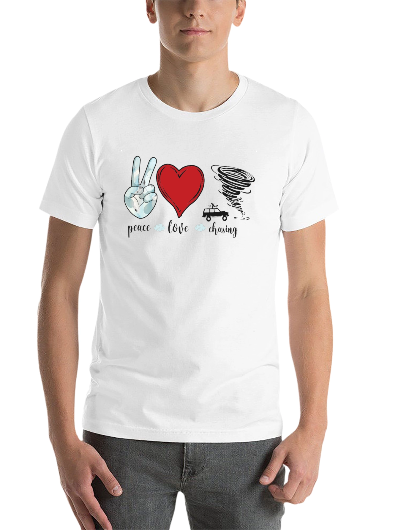 Black Peace Love Twister T-Shirt | Unique Graphic Tee view 14