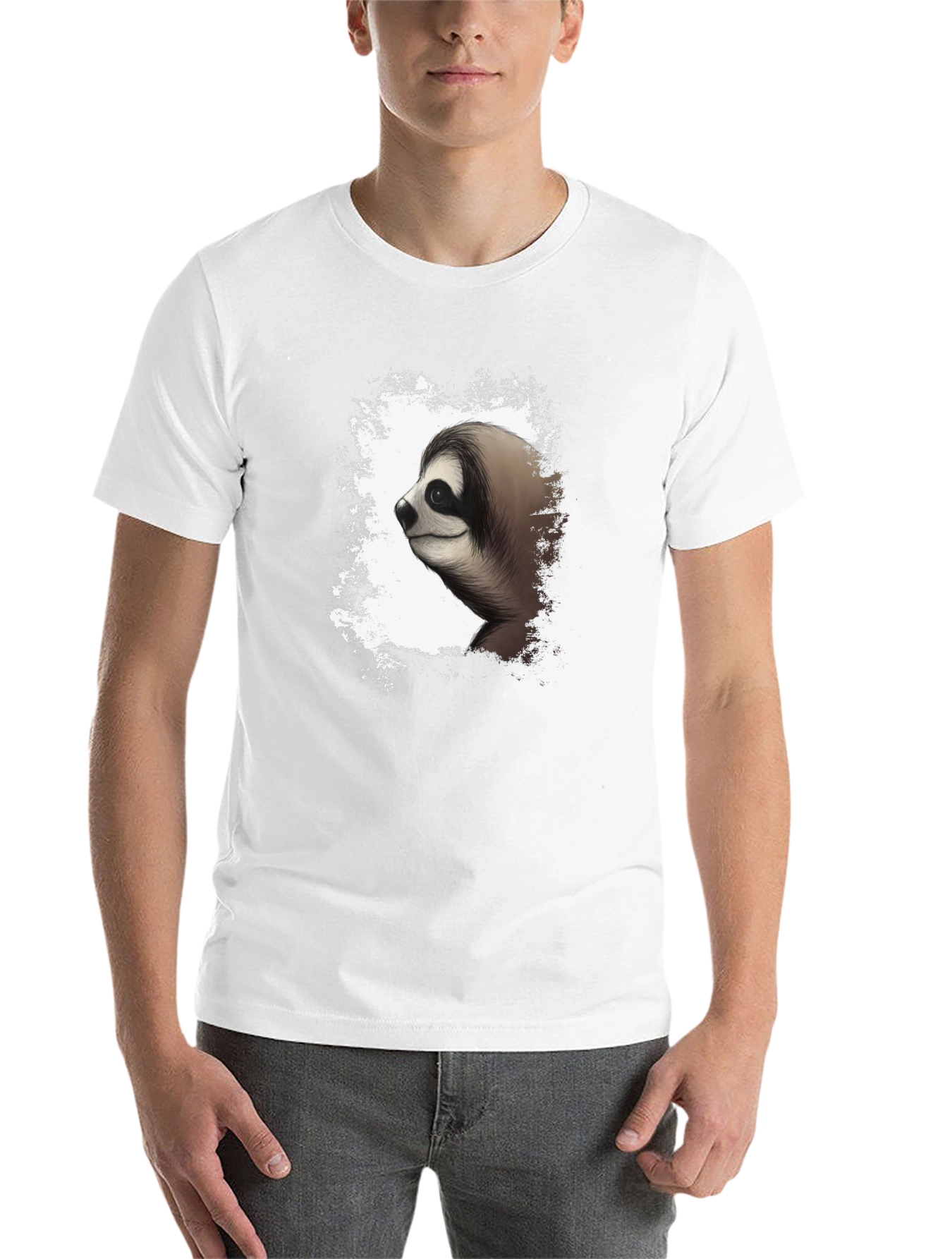 Black Sloth Graphic Tee - Men's Black Cotton T-Shirt view 14