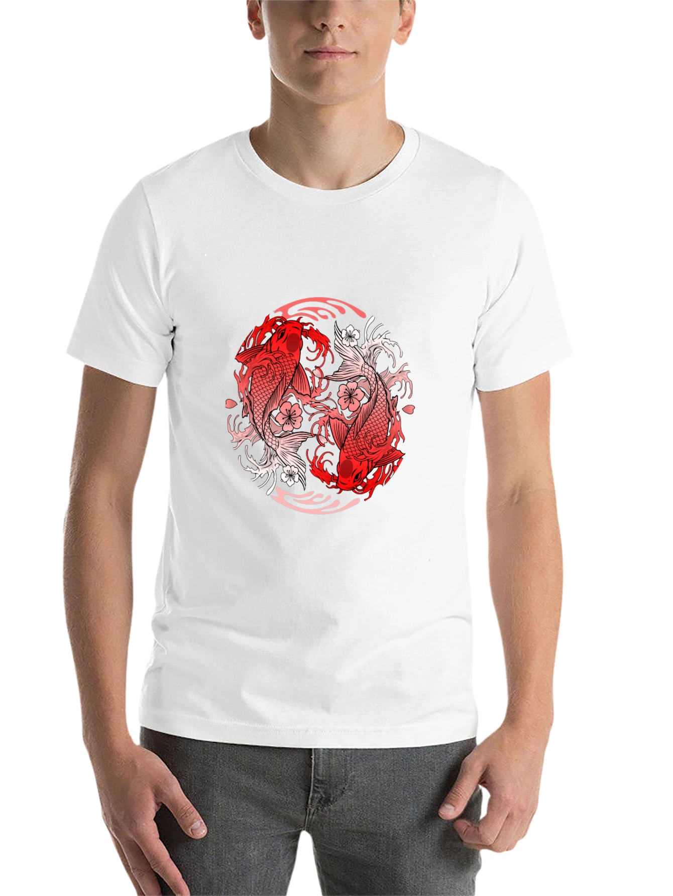 Black Yin Yang Koi Fish Graphic Tee - Black view 14