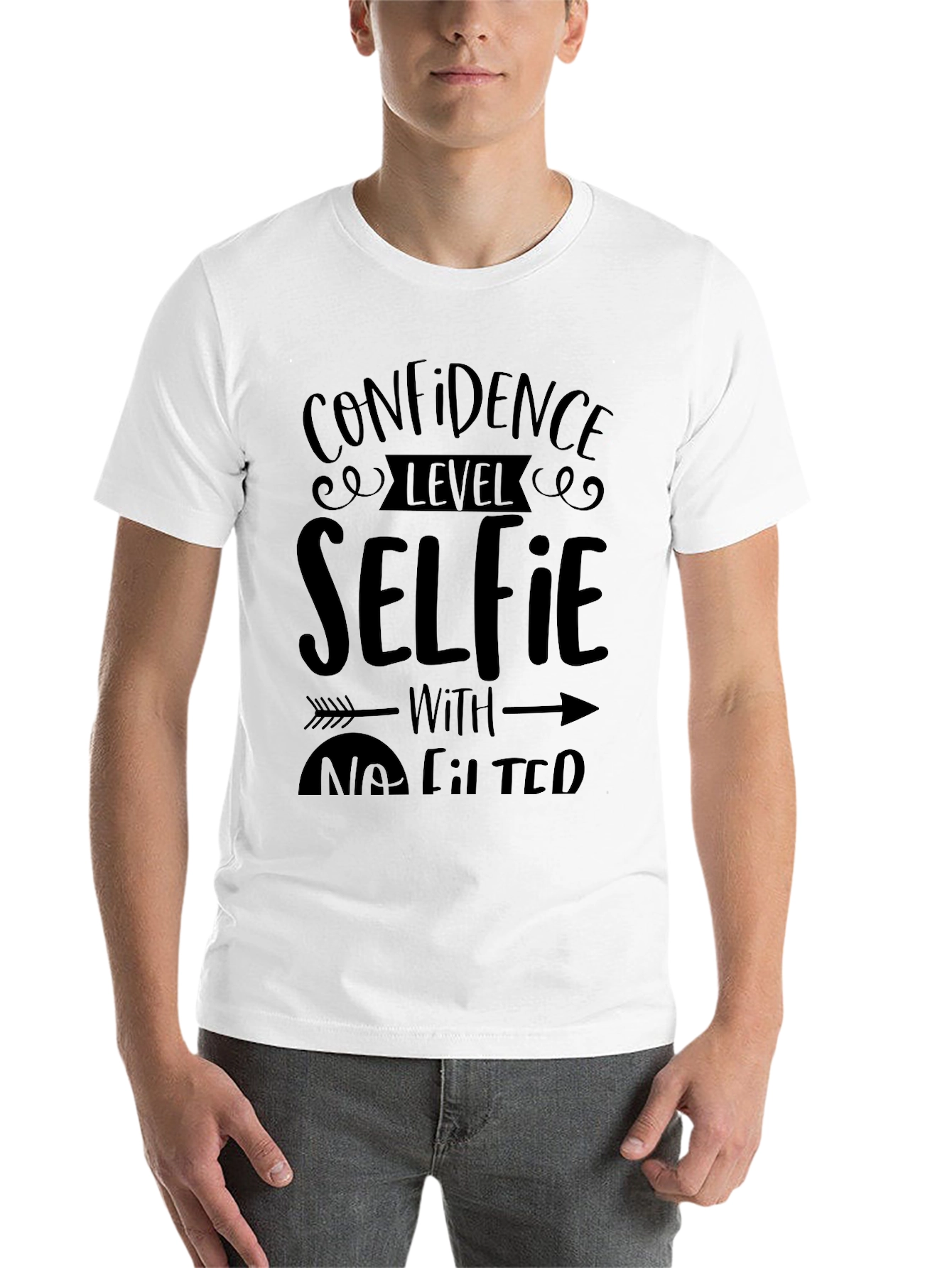 Black Confidence Level Selfie T-Shirt view 14