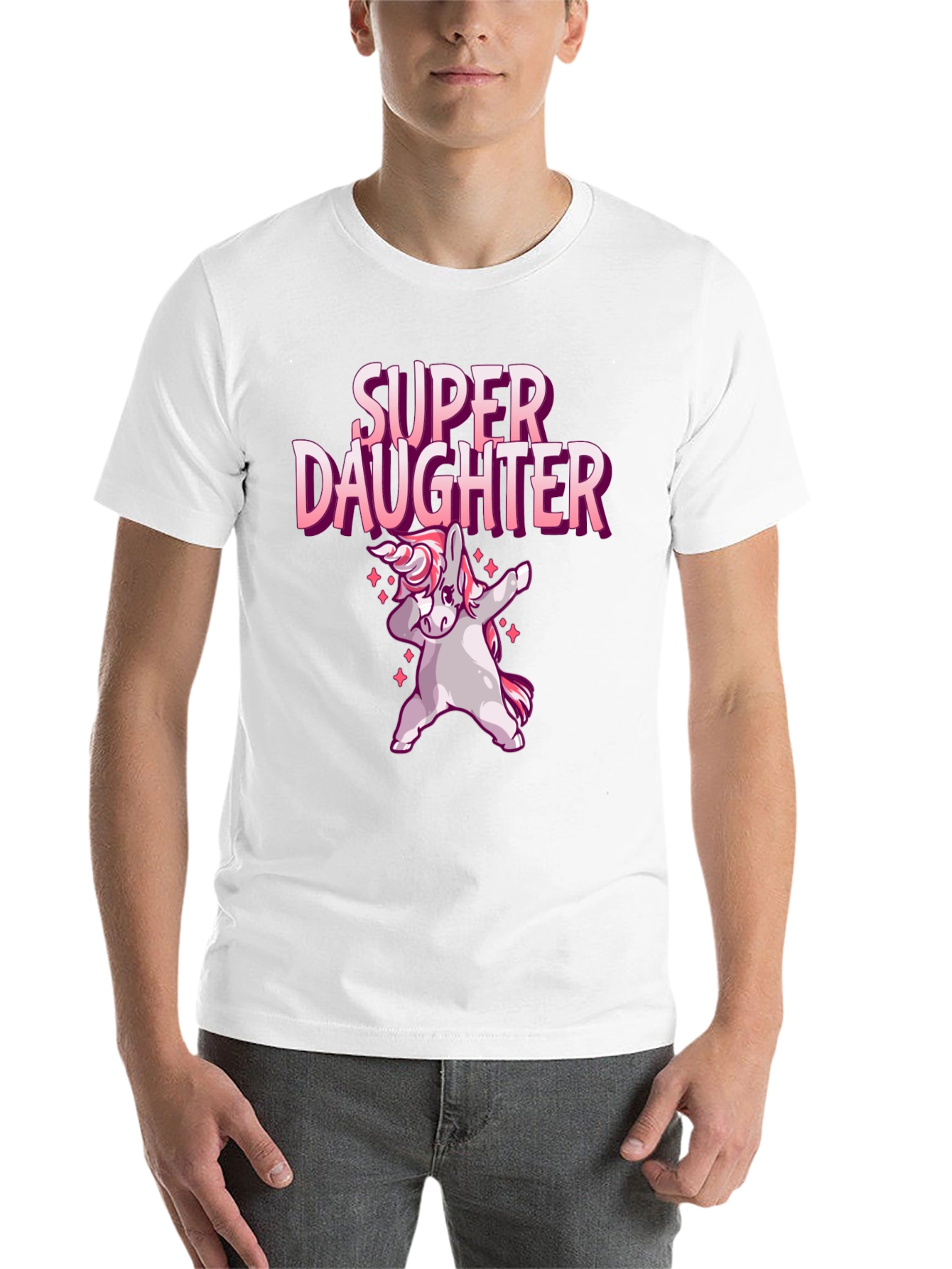 Black Super Daughter Unicorn Dab T-Shirt view 14