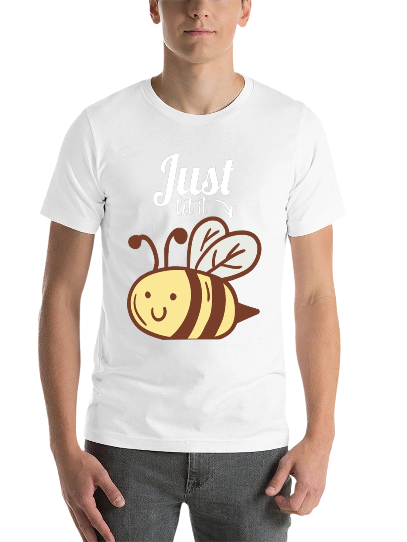 Black Just Let It Bee Funny Graphic T-Shirt view 14