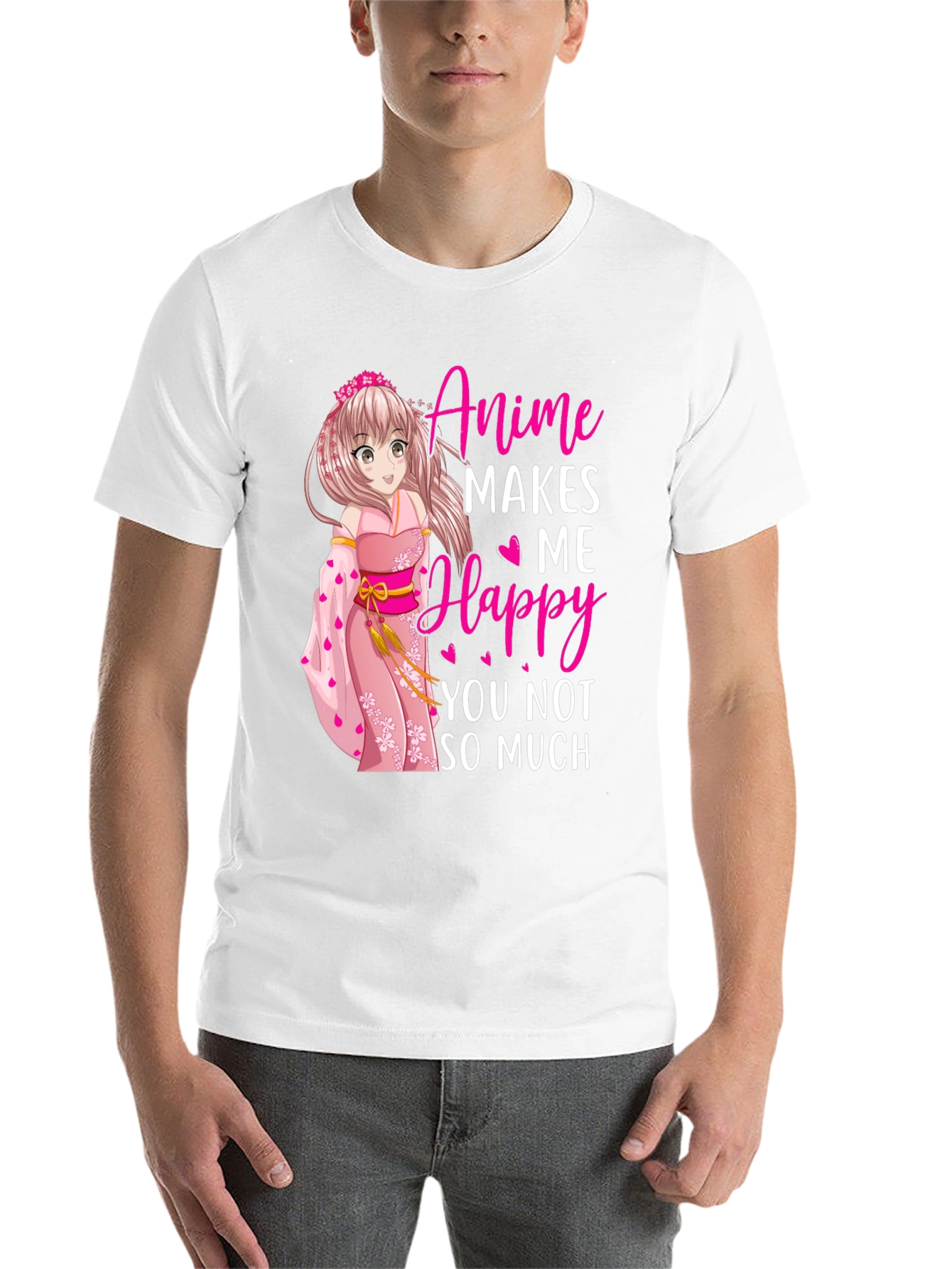 Black Anime Makes Me Happy T-Shirt view 14