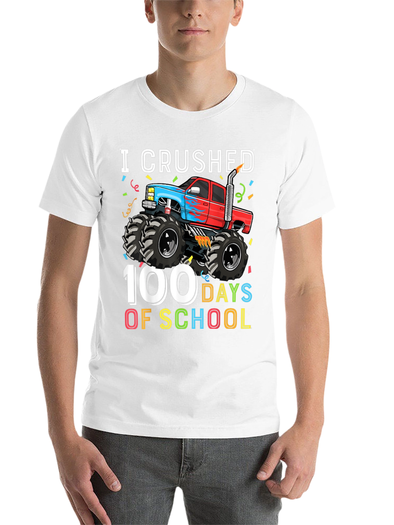 I Crushed 100 Days of School Monster Truck T-Shirt - 14