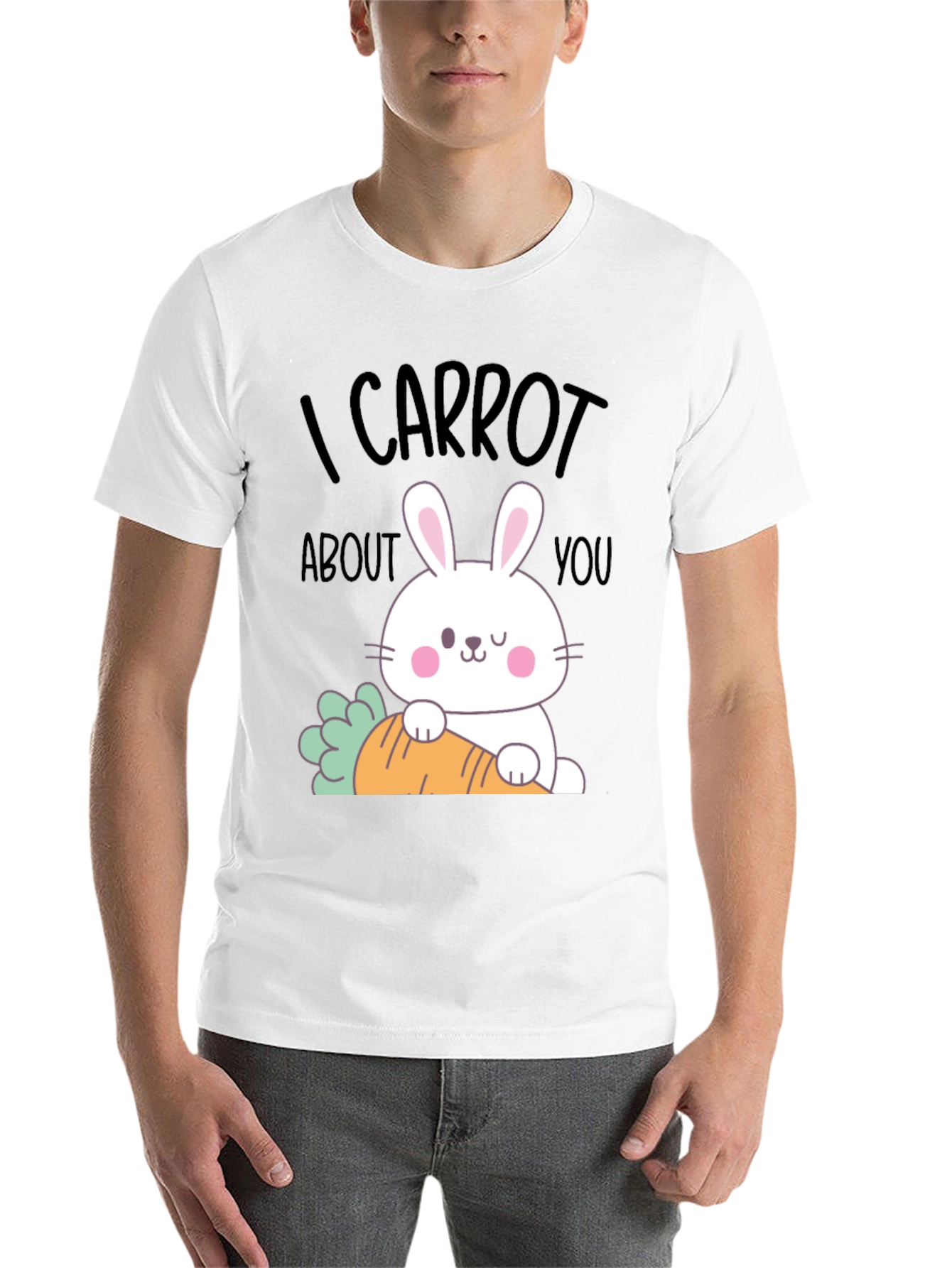 Black I Carrot About You Funny Easter Bunny T-Shirt view 14