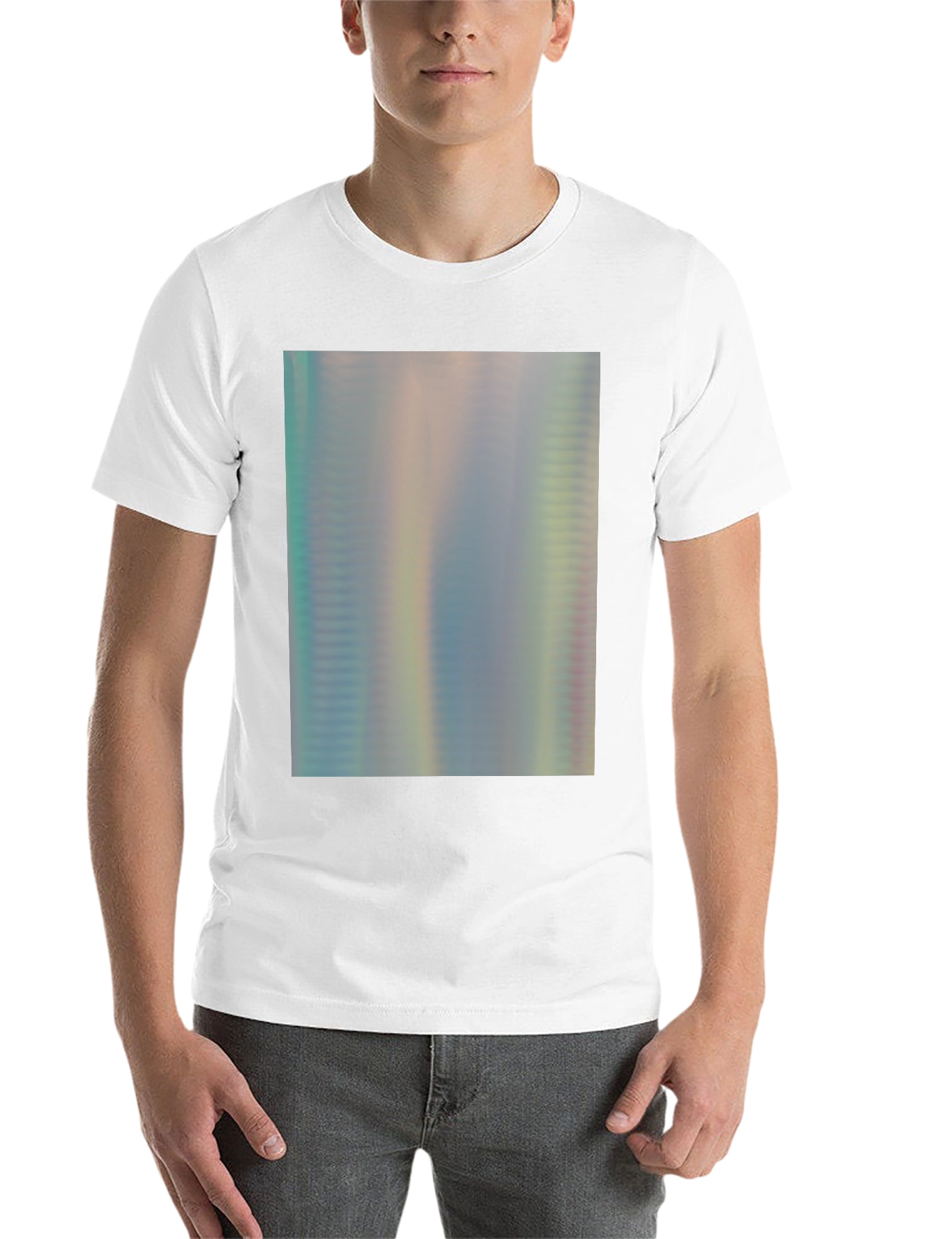 Black Iridescent Shimmer Tee - Abstract Pattern Soft Cotton T-Shirt view 14