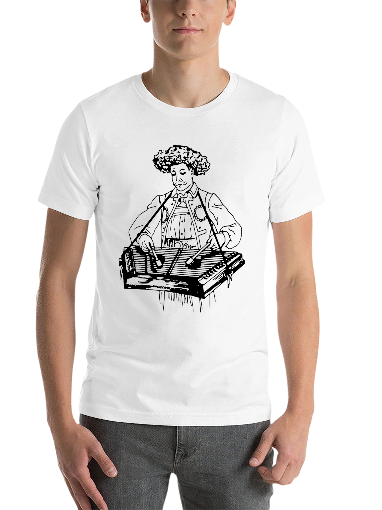 Black Vintage Dulcimer Player Graphic T-Shirt view 14